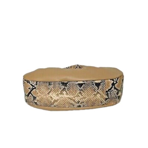 NWT INC Kj wedge faux-leather snake trim women's hobo shoulder bag CAMEL - Picture 4 of 7